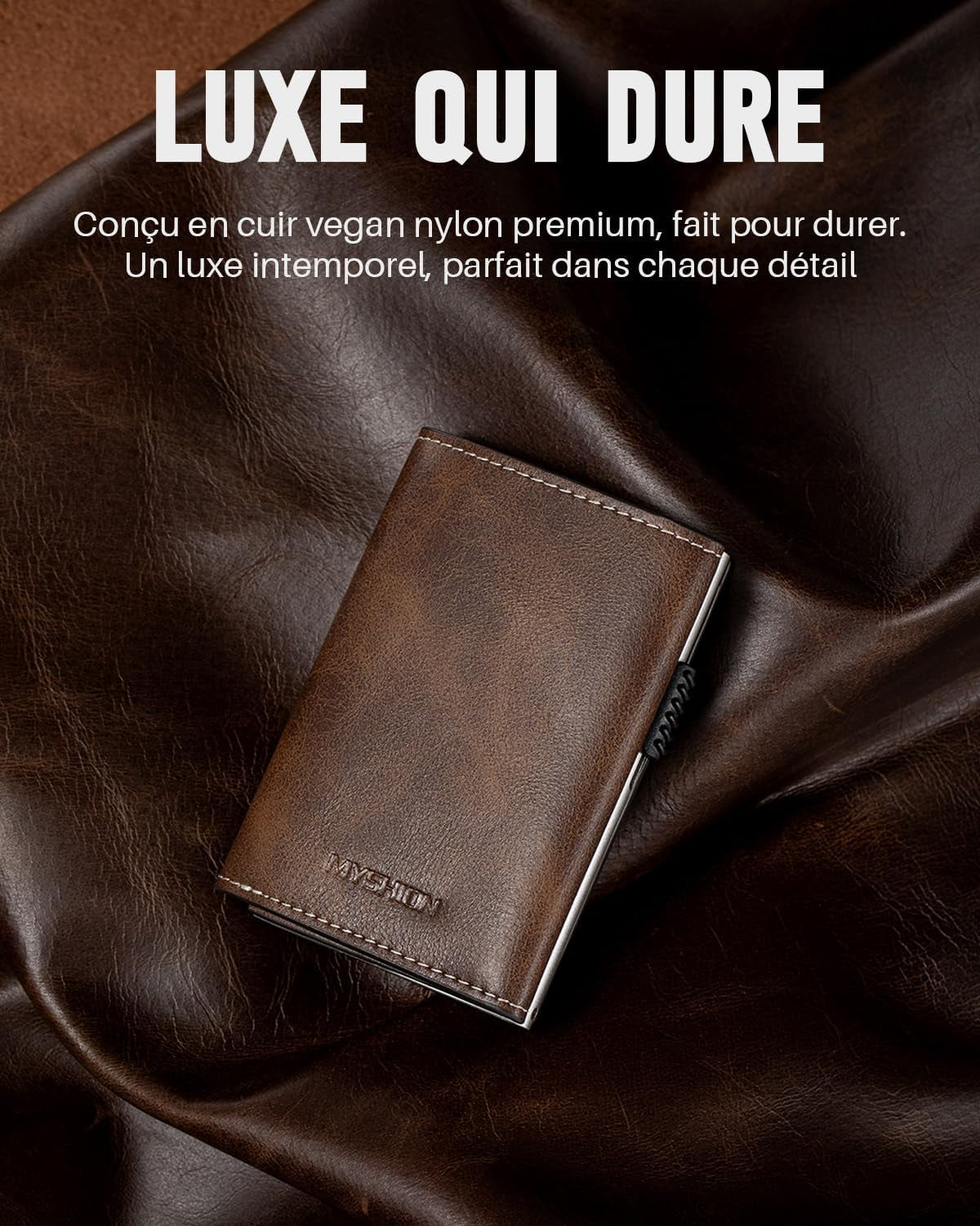 Portefeuille Pop up Pour Homme Avec Poche À Monnaie, Portefeuille Trifold Avec Fenêtre D'Identité, Porte-Cartes Intelligent Avec Blocage RFID Et 6 Fentes Pour Jusqu'À 11 Cartes (Marron)