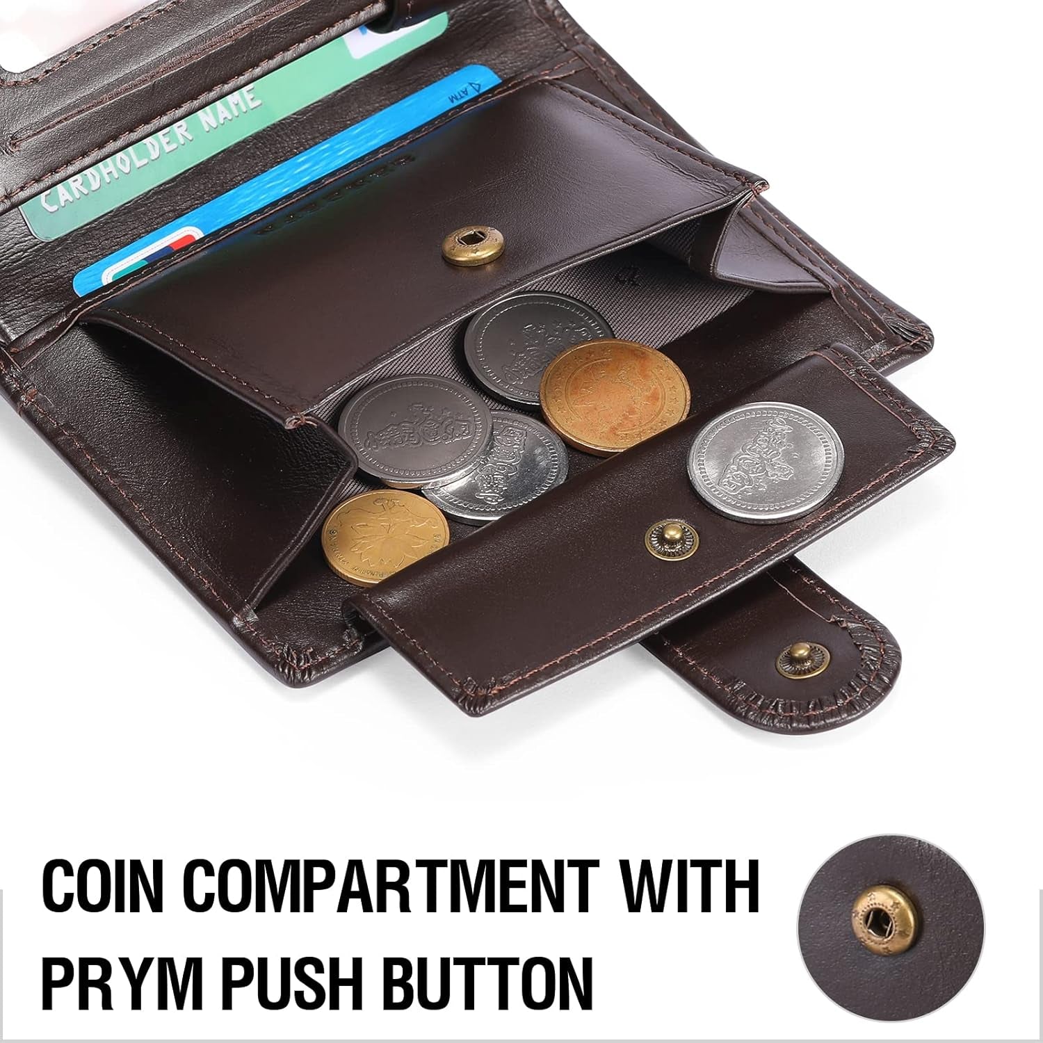 Portefeuille Homme Grand Trifold En Cuir Véritable, Portefeuille Pour Homme Blocage RFID Avec 19 Emplacements Pour Cartes De Crédit, 3 Compartiment À Billets,1 Poche À Monnaie