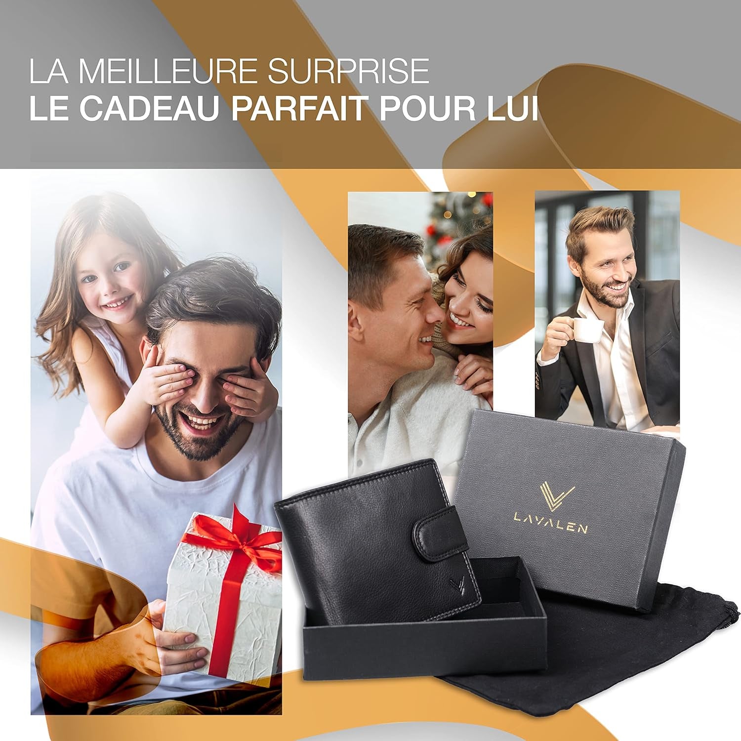 Portefeuille Homme Cuir Veritable - Portefeuilles Et Portecarte Avec Blocage RFID- Porte Monnaie Homme - Grande Capacite Poche À Glissière Pièces De Monnaie – Porte Carte Bancaire.