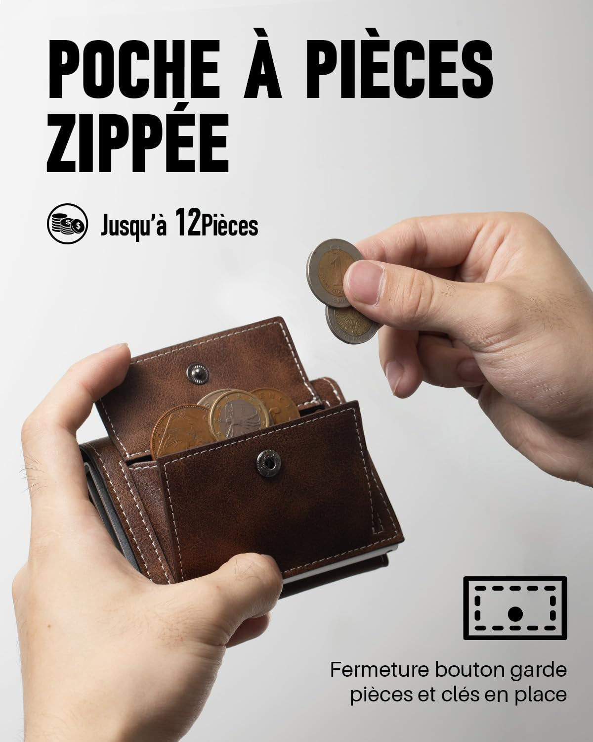 Portefeuille Pop up Pour Homme Avec Poche À Monnaie, Portefeuille Trifold Avec Fenêtre D'Identité, Porte-Cartes Intelligent Avec Blocage RFID Et 6 Fentes Pour Jusqu'À 11 Cartes (Marron)