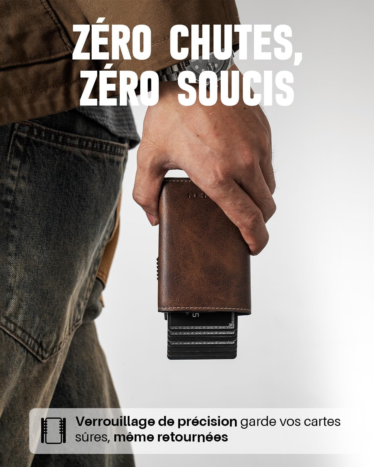 Portefeuille Pop up Pour Homme Avec Poche À Monnaie, Portefeuille Trifold Avec Fenêtre D'Identité, Porte-Cartes Intelligent Avec Blocage RFID Et 6 Fentes Pour Jusqu'À 11 Cartes (Marron)