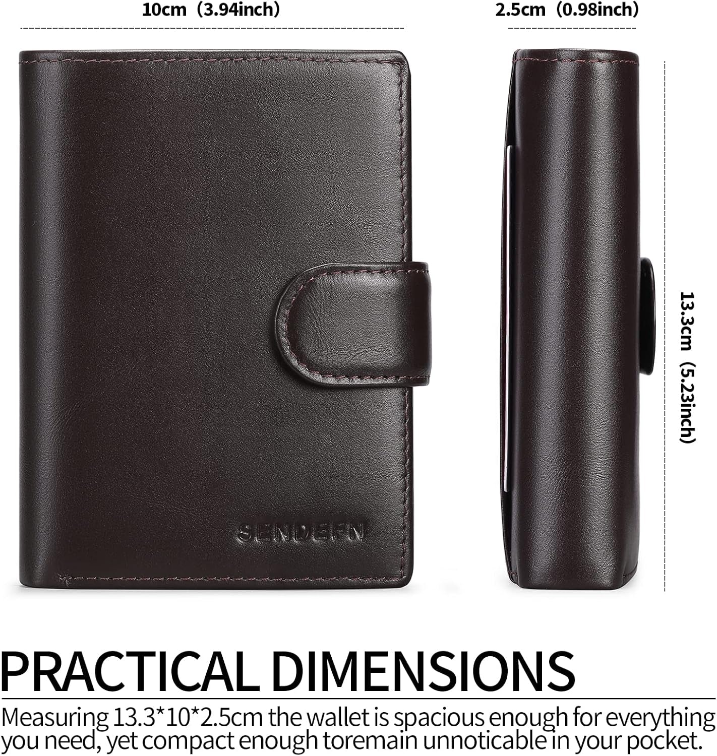 Portefeuille Homme Grand Trifold En Cuir Véritable, Portefeuille Pour Homme Blocage RFID Avec 19 Emplacements Pour Cartes De Crédit, 3 Compartiment À Billets,1 Poche À Monnaie