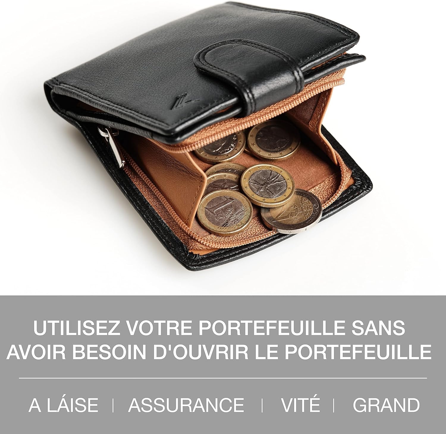 Portefeuille Homme Cuir Veritable - Portefeuilles Et Portecarte Avec Blocage RFID- Porte Monnaie Homme - Grande Capacite Poche À Glissière Pièces De Monnaie – Porte Carte Bancaire.