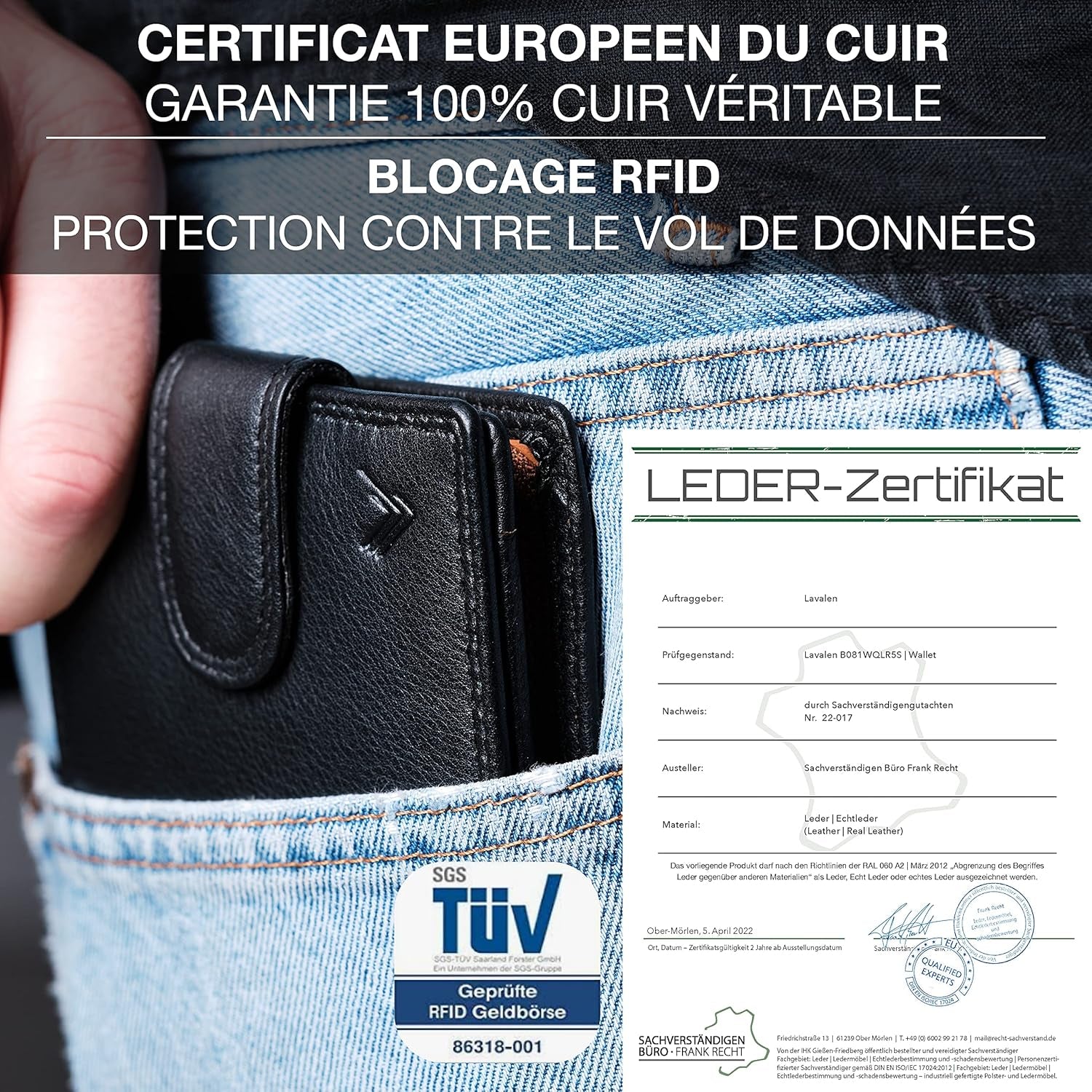 Portefeuille Homme Cuir Veritable - Portefeuilles Et Portecarte Avec Blocage RFID- Porte Monnaie Homme - Grande Capacite Poche À Glissière Pièces De Monnaie – Porte Carte Bancaire.
