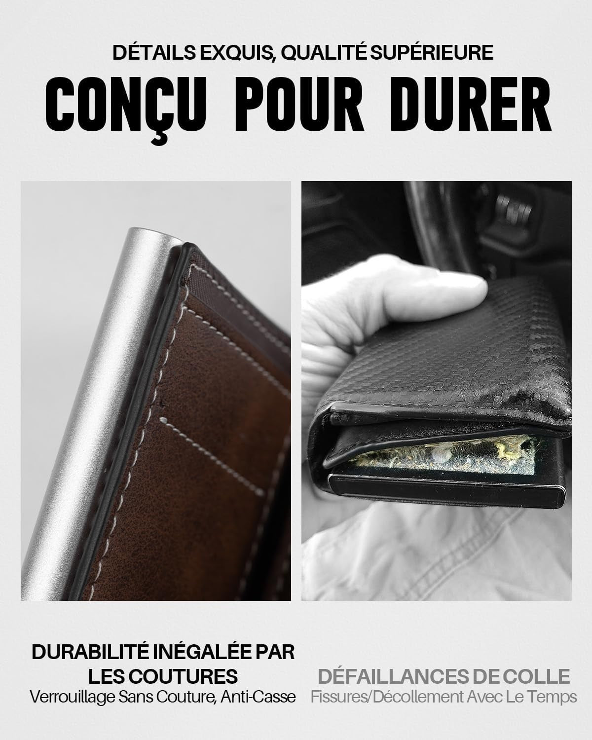 Portefeuille Pop up Pour Homme Avec Poche À Monnaie, Portefeuille Trifold Avec Fenêtre D'Identité, Porte-Cartes Intelligent Avec Blocage RFID Et 6 Fentes Pour Jusqu'À 11 Cartes (Marron)