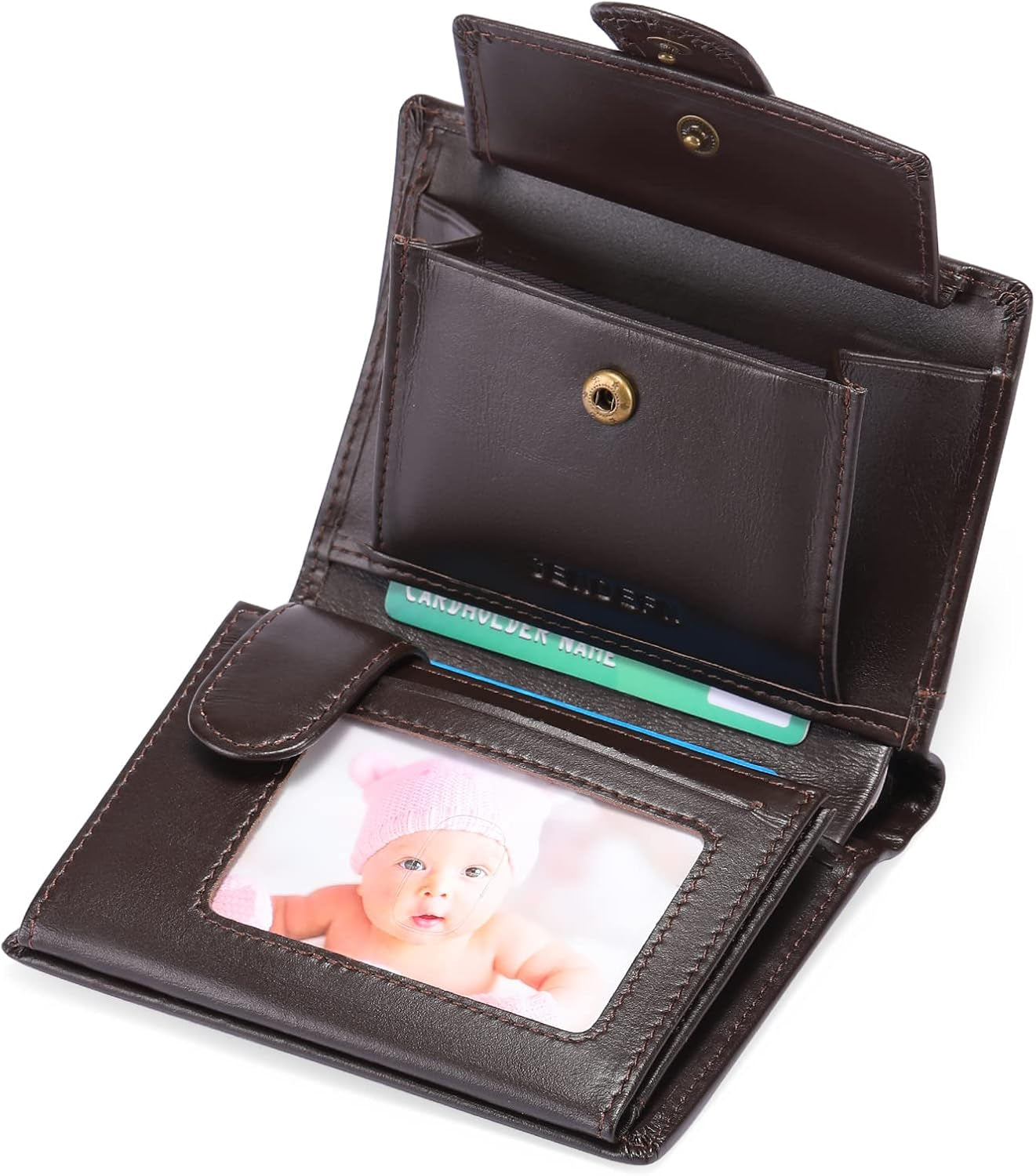 Portefeuille Homme Grand Trifold En Cuir Véritable, Portefeuille Pour Homme Blocage RFID Avec 19 Emplacements Pour Cartes De Crédit, 3 Compartiment À Billets,1 Poche À Monnaie