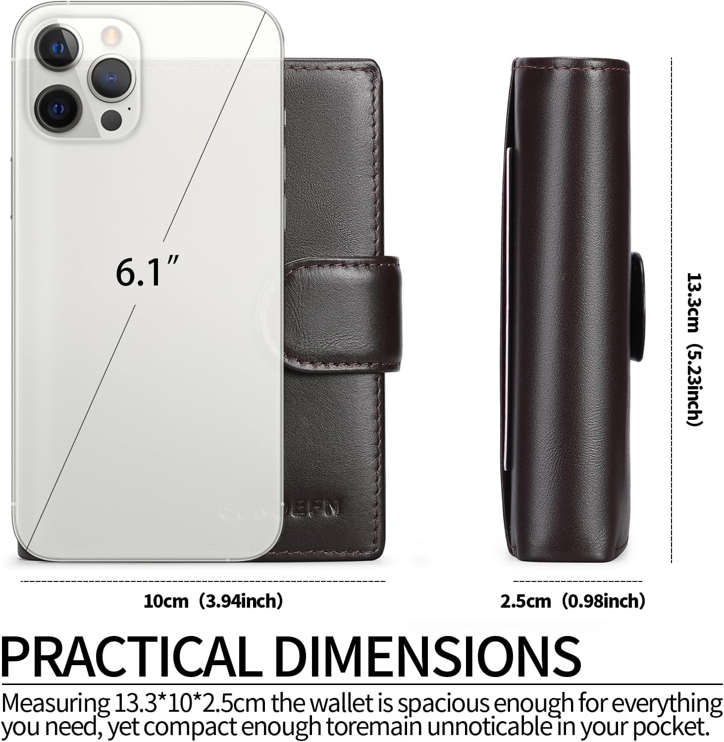 Portefeuille Homme Grand Trifold En Cuir Véritable, Portefeuille Pour Homme Blocage RFID Avec 19 Emplacements Pour Cartes De Crédit, 3 Compartiment À Billets,1 Poche À Monnaie