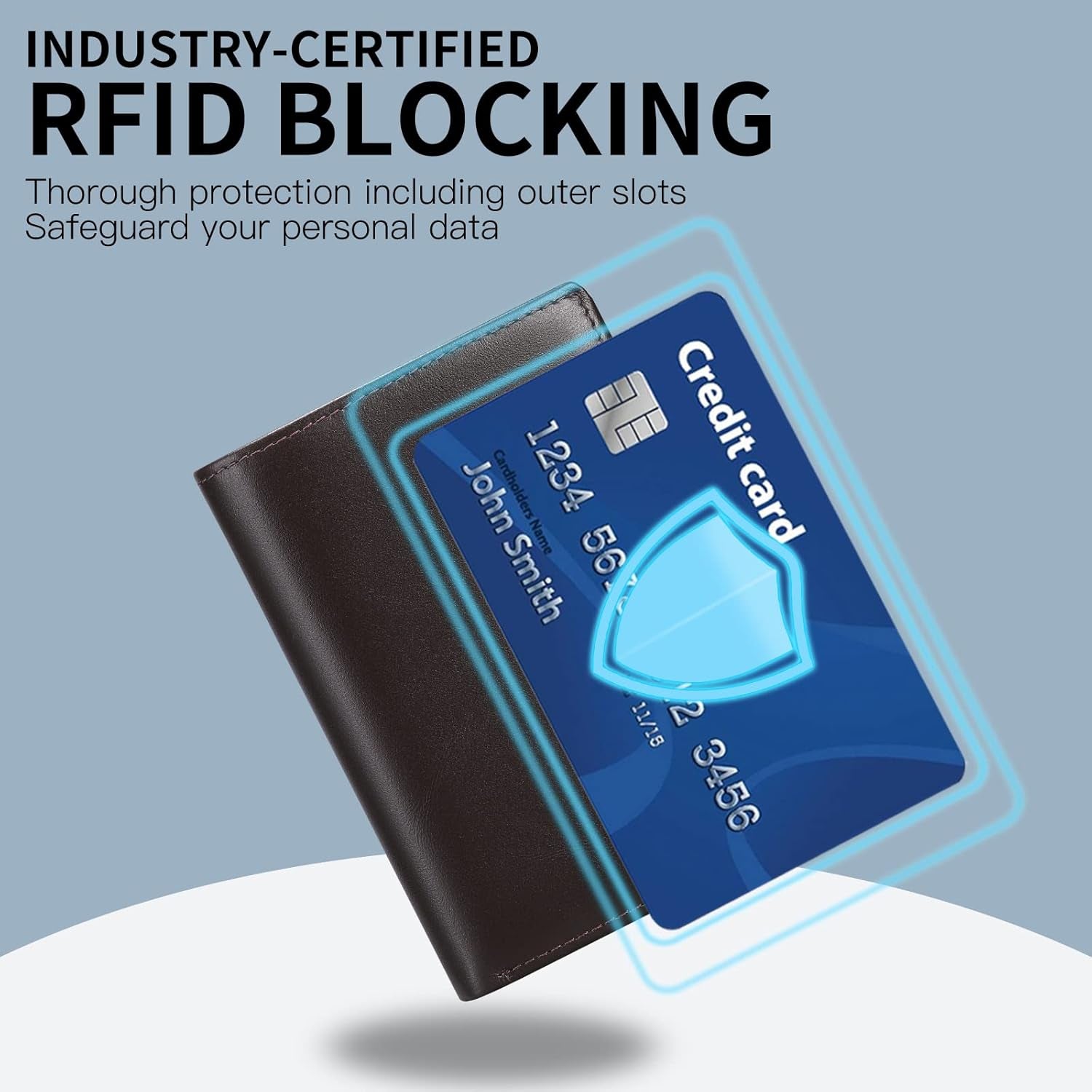 Portefeuille Homme Grand Trifold En Cuir Véritable, Portefeuille Pour Homme Blocage RFID Avec 19 Emplacements Pour Cartes De Crédit, 3 Compartiment À Billets,1 Poche À Monnaie