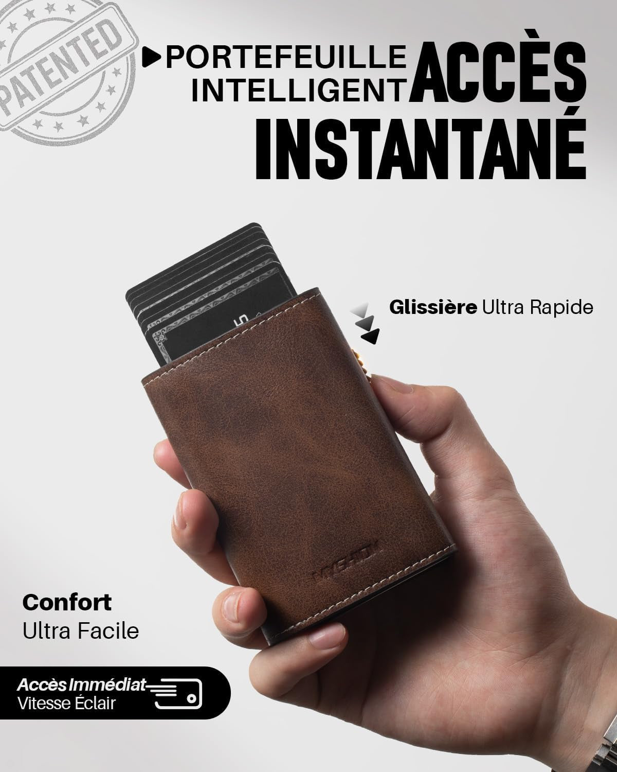 Portefeuille Pop up Pour Homme Avec Poche À Monnaie, Portefeuille Trifold Avec Fenêtre D'Identité, Porte-Cartes Intelligent Avec Blocage RFID Et 6 Fentes Pour Jusqu'À 11 Cartes (Marron)
